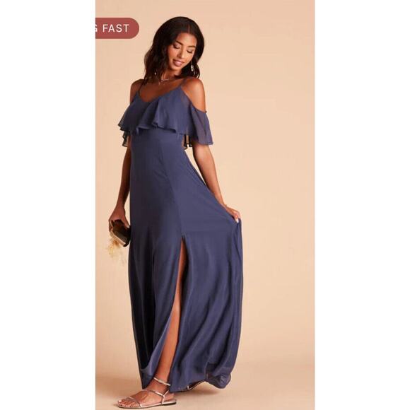 Birdy Grey Slate Blue Jane Bridesmaid Dress With Pockets Size Small NWT Medium - Picture 2 of 4